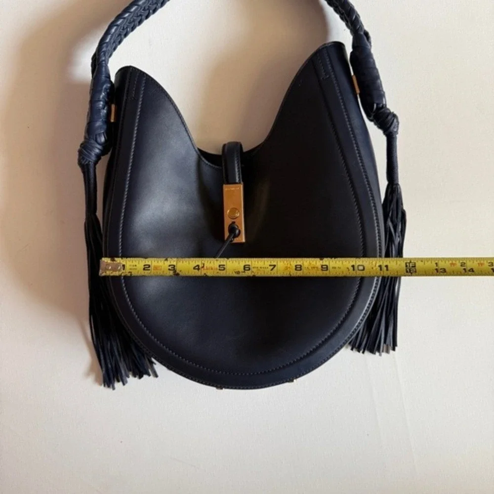 Altuzarra‎ Leather Bull Rope Ghianda Knot Tassel Navy Leather Hobo Bag, Navy